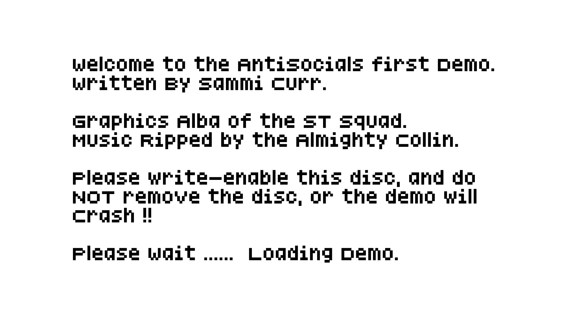 Original AntiSocials demo loading screen